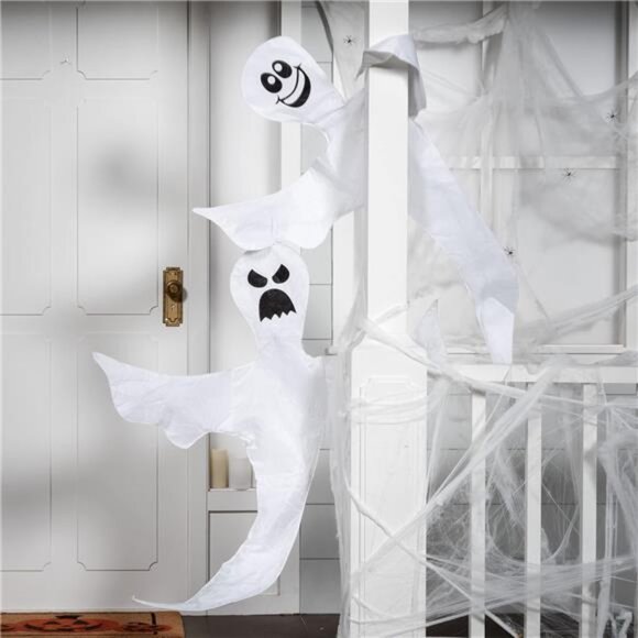 2 Pack 53" Halloween Bendable Tree Wrap Ghost for Halloween Decoration Outdoor - Picture 5 of 7